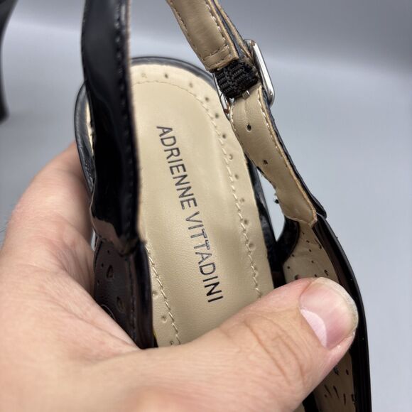 Adrienne Vittadini Pumps Women's Size 7.5 M Black Leather Jiante Ankle Strap - Picture 12 of 13
